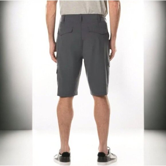 IRON CO Mens polyester blend 4 Way Stretch Hybrid Cargo Shorts Greystone  NEW 34 - Picture 3 of 5